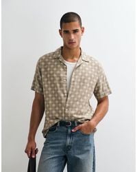 ASOS - – hemd aus leinenmix mit reverskragen und geometrischem muster - Lyst