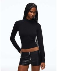 Bershka - Leather Effect Shorts With Front Zip - Lyst