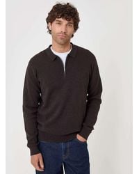 Threadbare - Cotton Rich Quarter Zip Long Sleeve Polo - Lyst