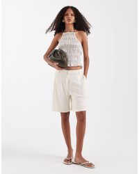 ASOS - Relaxed Dad Shorts With Linen - Lyst