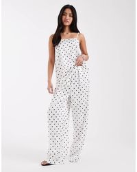 Pieces - Tie Waist Satin Pants - Lyst