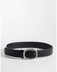 Vero Moda - Faux Leather Hammered Metal Buckle Belt - Lyst