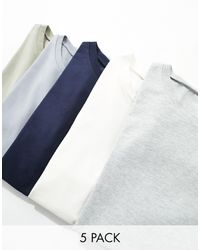 ASOS - Confezione da 5 t-shirt attillate girocollo - Lyst