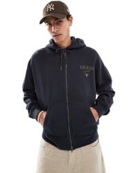Guess - Unisex Stacked Logo Zip Through Hoodie - Lyst