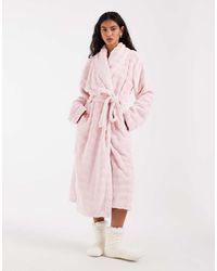 Loungeable - Bubble Cut Fleece Shawl Collar Midi Robe - Lyst
