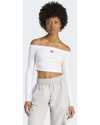adidas Originals - Essentials Rib Off Shoulder Longsleeve T-Shirt - Lyst
