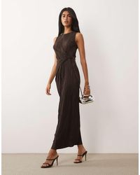 ASOS - Plisse Sleeveless Wrap Tie Front Maxi Dress - Lyst
