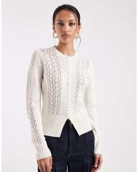 Threadbare - Crew Neck Pointelle Cardigan - Lyst
