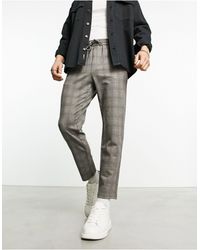 Only & Sons - Pantalon à carreaux fuselé avec taille élastique - gris - Lyst