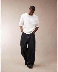 ASOS - Oversized Recht Gebreid Geribbeld T-Shirt Van Zware Stof Met Ronde Hals - Lyst