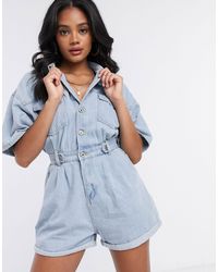 Boohoo Джинсовый Ромпер -синий