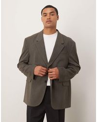 ASOS - Americana De Corte Suelto Extragrande Con Raya Diplomática De Franela De - Lyst