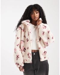 Miss Selfridge - Floral Borg Zip Through Jacket - Lyst