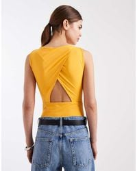 ASOS - Body Van Gladde Polyamide Met Racerhals En Open Achterkant - Lyst