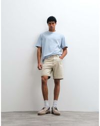 Mango - Pantaloncini Di Jeans Comodi Écru Con Fondo Arrotolato - Lyst
