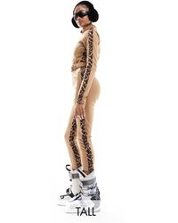 Threadbare - Tall Ski Belted Jumpsuit With Leopard Contrast-black - Lyst