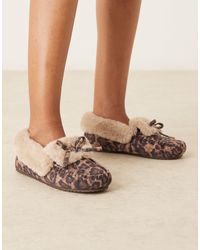ASOS - – zelda – mokassin-hausschuhe mit leopardenmuster - Lyst