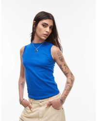TOPSHOP - Top Senza Maniche Slim Cobalto - Lyst
