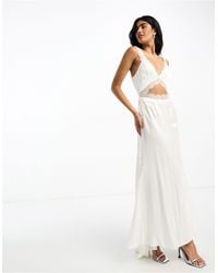 Never Fully Dressed - Bridal Lace Satin Fishtail Maxi Dress - Lyst