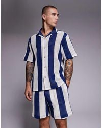 River Island - Stripe Crochet Shorts Co-Ord - Lyst