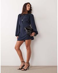 ASOS - Crew Neck Mini Dress With Volume Sleeve - Lyst