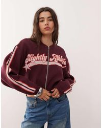 Monki - Zip Through Knitted Bomber Cardigan - Lyst