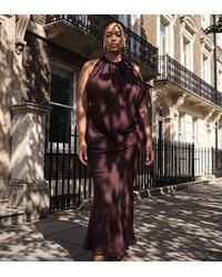 ASOS - Asos Design Curve Draped Halter Neck Maxi Dress With Knot Back Detail - Lyst