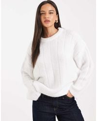 ASOS - Oversized Wide Rib Crew Neck Jumper With Curved Hem - Lyst
