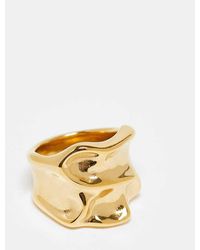 ASOS - Brede Ring Van Waterbestendig Roestvrij Staal Met Gesmolten Ontwerp - Lyst