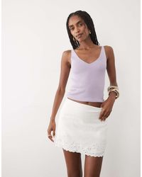 Abercrombie & Fitch - Linen Mini Skort With Embroidery - Lyst