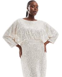 Tfnc Plus - Vestido Corto Con Mangas Kimono De Lentejuelas De - Lyst
