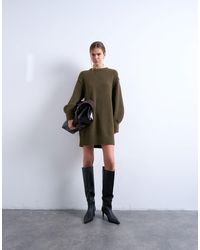 TOPSHOP - Knitted Fluffy Crew Mini Dress - Lyst