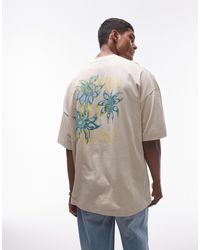 TOPMAN - Camiseta color ultragrande con estampado floral - Lyst