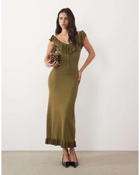 Pretty Lavish - Sascha Knit Ruffle Trim Cami Sweetheart Neck Maxi Dress - Lyst
