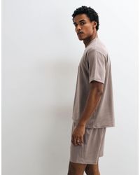 ASOS - Ensemble pyjama court coordonné henley couleur stone - Lyst