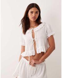 Miss Selfridge - Beach Frill Detail Shirt Co-ord - Lyst