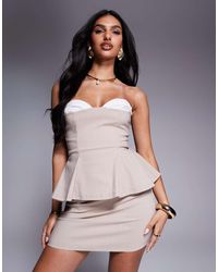 ASOS - Contrast Cup Bengaline Bandeau Overlay Mini Dress - Lyst