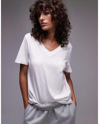 SELECTED - V Neck T-shirt With Short Sleeves - Lyst