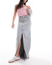 Monki - Midaxi Denim Skirt With Front Split - Lyst