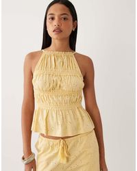 ASOS - Shirred Detail Square Neck Broderie Vest - Lyst