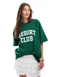 4th & Reckless - Oversized Katoenen T-Shirt Met Resort Club-Print - Lyst