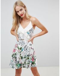 oasis denim frill wrap dress