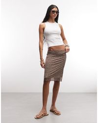 Monki - Knielange Rok Van Mesh - Lyst