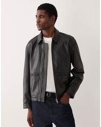 ASOS - – harrington-jacke aus echtem leder - Lyst