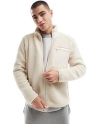 Only & Sons - Zip Through Sherpa Fleece With Chest Pocket - Lyst