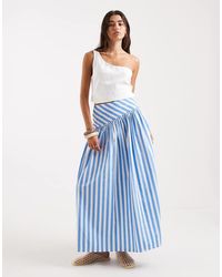 ASOS - Gestreepte Maxi-Rok Met Asymmetrische Verlaagde Taille - Lyst