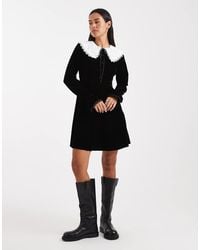 Miss Selfridge - Velvet Collar Mini Dress - Lyst