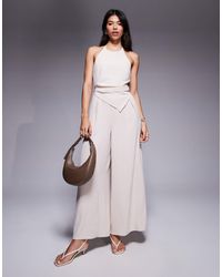 ASOS - Halter Asym Overlay Detail Jumpsuit - Lyst