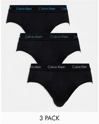 Calvin Klein - Cotton stretch - confezione da 3 slip neri con logo colorato - Lyst