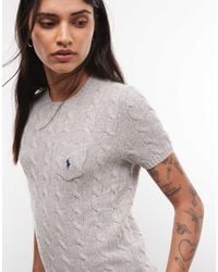 Polo Ralph Lauren - Icon Logo Slim Fit Cotton Cable Knit Short Sleeved Jumper - Lyst